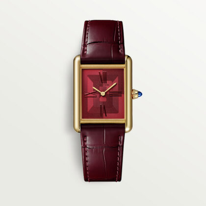 TANK LOUIS CARTIER WATCH LARGE MODEL YELLOW GOLD LEATHER CRWGTA0093