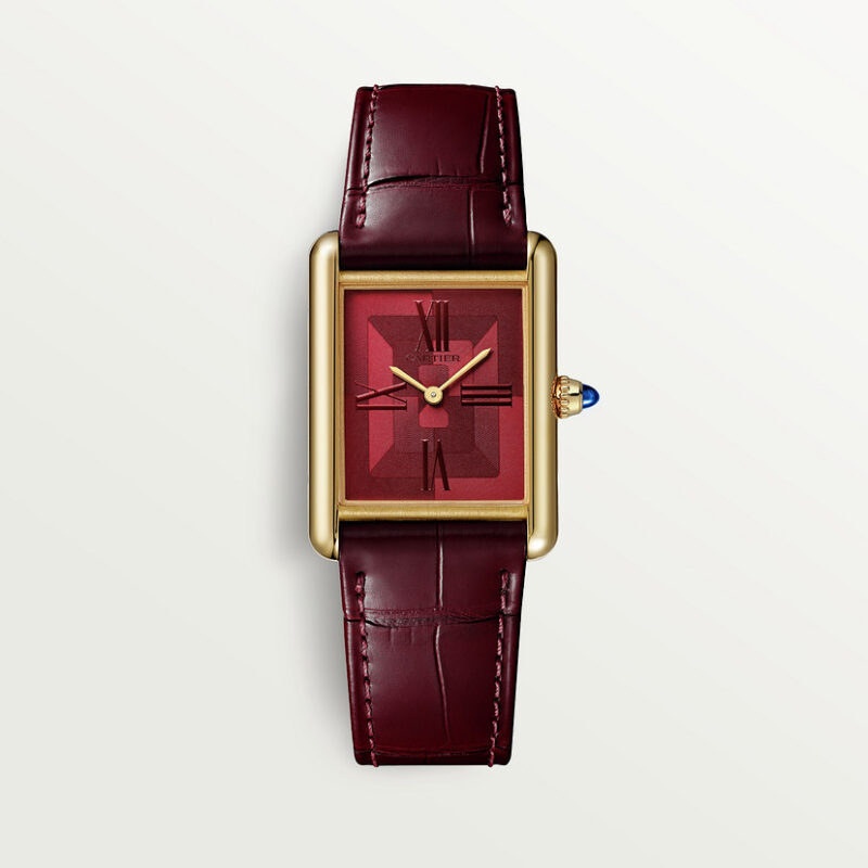 TANK LOUIS CARTIER WATCH LARGE MODEL YELLOW GOLD LEATHER CRWGTA0093
