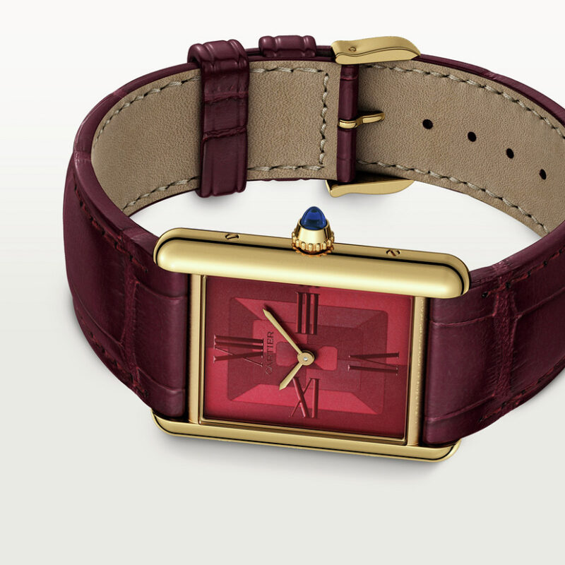 TANK LOUIS CARTIER WATCH LARGE MODEL YELLOW GOLD LEATHER CRWGTA0093 - Image 4