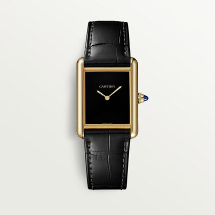 TANK LOUIS CARTIER WATCH LARGE MODEL YELLOW GOLD LEATHER CRWGTA0091