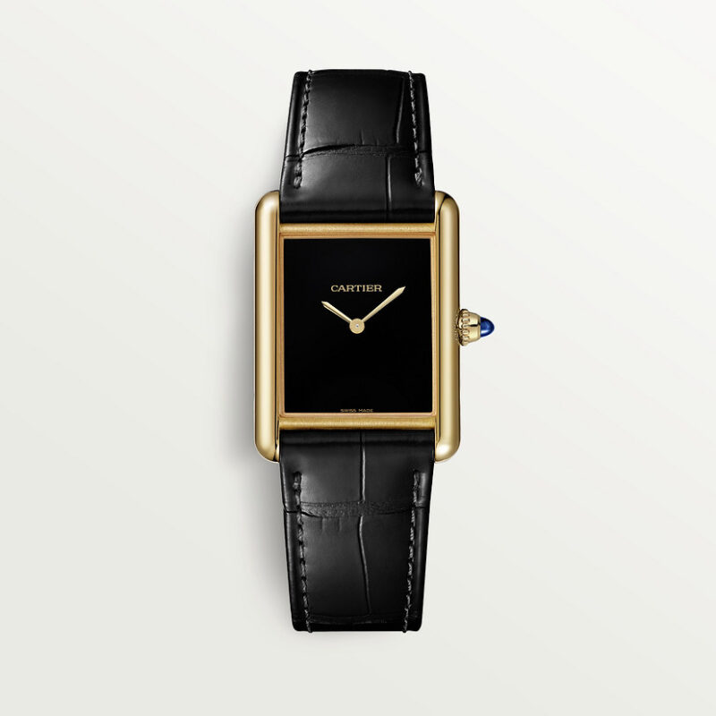 TANK LOUIS CARTIER WATCH LARGE MODEL YELLOW GOLD LEATHER CRWGTA0091