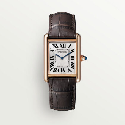 TANK LOUIS CARTIER WATCH LARGE MODEL ROSE GOLD LEATHER CRWGTA0011