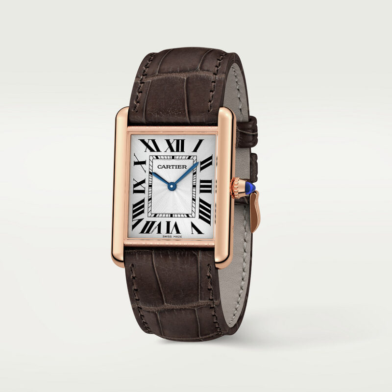 TANK LOUIS CARTIER WATCH LARGE MODEL ROSE GOLD LEATHER CRWGTA0011 - Image 2
