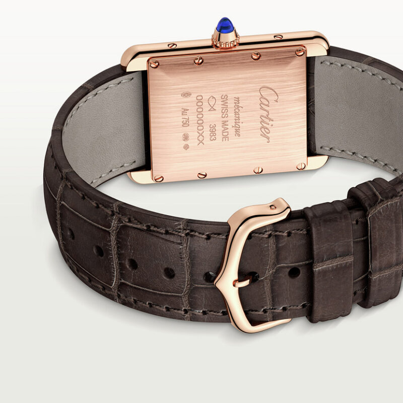 TANK LOUIS CARTIER WATCH LARGE MODEL ROSE GOLD LEATHER CRWGTA0011 - Image 3