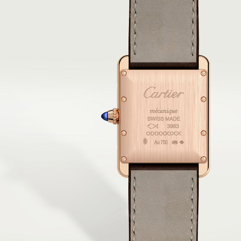TANK LOUIS CARTIER WATCH LARGE MODEL ROSE GOLD LEATHER CRWGTA0011 - Image 4