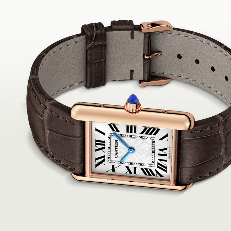 TANK LOUIS CARTIER WATCH LARGE MODEL ROSE GOLD LEATHER CRWGTA0011 - Image 7