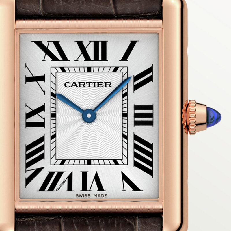 TANK LOUIS CARTIER WATCH LARGE MODEL ROSE GOLD LEATHER CRWGTA0011 - Image 9