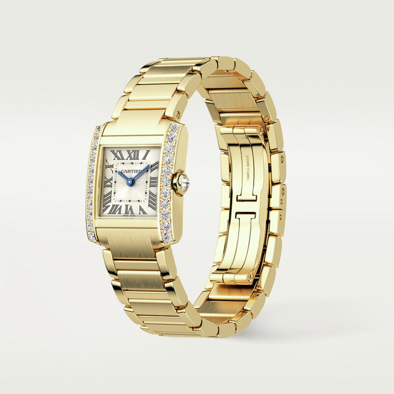 TANK FRANAISE WATCH SMALL MODEL QUARTZ MOVEMENT YELLOW GOLD DIAMONDS CRWJTA0039 - Image 3