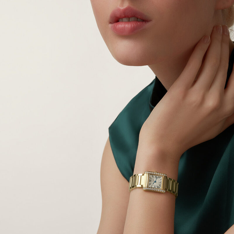 TANK FRANAISE WATCH SMALL MODEL QUARTZ MOVEMENT YELLOW GOLD DIAMONDS CRWJTA0039 - Image 9
