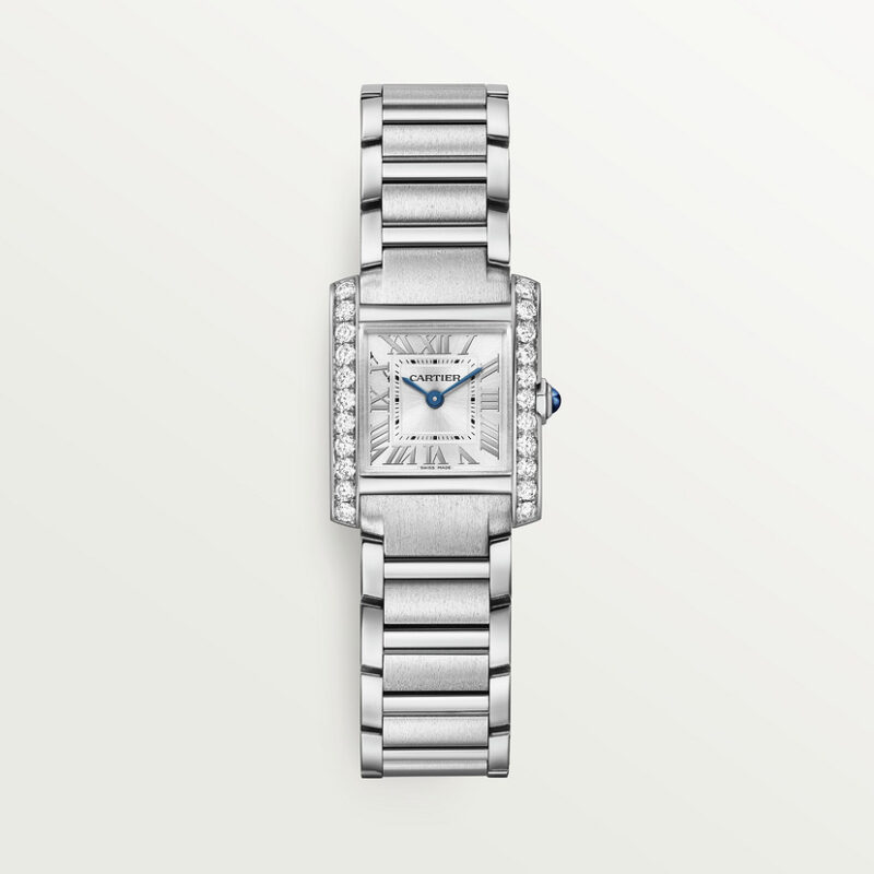 TANK FRANAISE WATCH SMALL MODEL QUARTZ MOVEMENT STEEL DIAMONDS CRW4TA0020