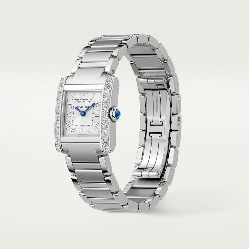 TANK FRANAISE WATCH SMALL MODEL QUARTZ MOVEMENT STEEL DIAMONDS CRW4TA0020 - Image 2