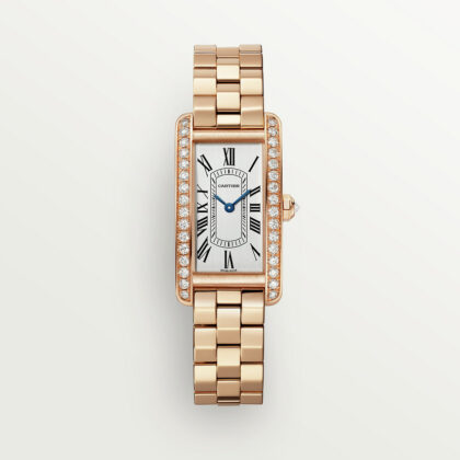 TANK AM??RICAINE WATCH SMALL MODEL QUARTZ MOVEMENT ROSE GOLD DIAMONDS CRWJTA0044