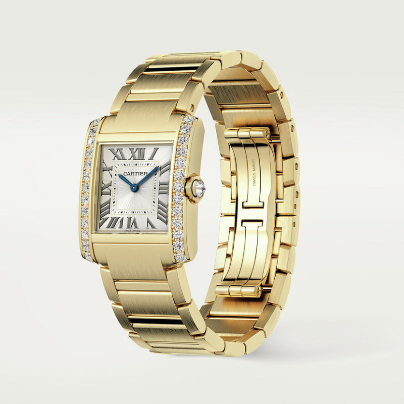 TANK FRANAISE WATCH MEDIUM MODEL QUARTZ MOVEMENT YELLOW GOLD DIAMONDS CRWJTA0040 - Image 3