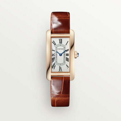 TANK AM??RICAINE WATCH SMALL MODEL QUARTZ MOVEMENT ROSE GOLD LEATHER CRWGTA0133