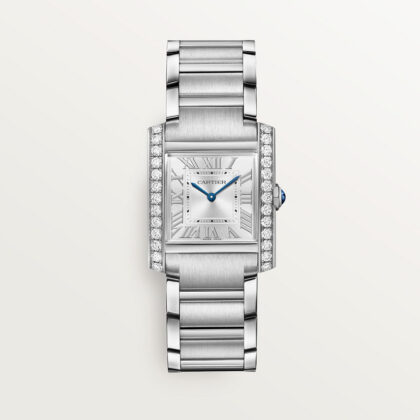 TANK FRANAISE WATCH MEDIUM MODEL QUARTZ MOVEMENT STEEL DIAMONDS CRW4TA0021