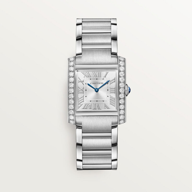 TANK FRANAISE WATCH MEDIUM MODEL QUARTZ MOVEMENT STEEL DIAMONDS CRW4TA0021
