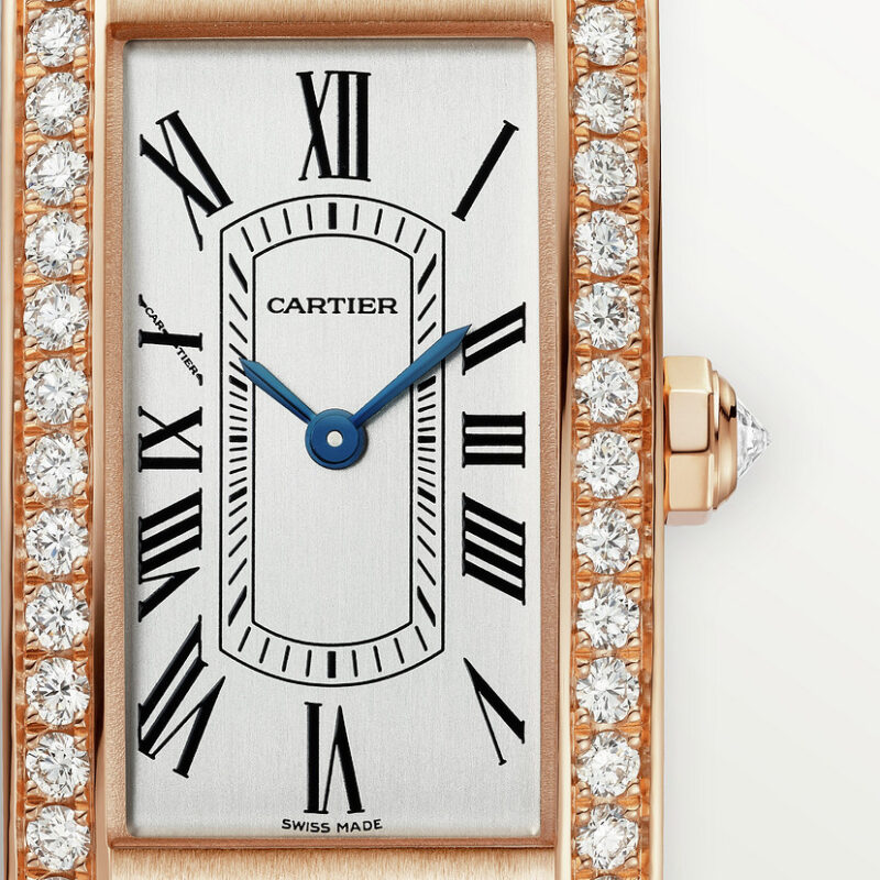 TANK AM??RICAINE WATCH SMALL MODEL QUARTZ MOVEMENT ROSE GOLD DIAMONDS LEATHER CRWJTA0042 - Image 2