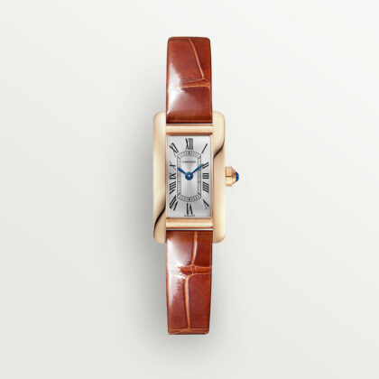 TANK AM??RICAINE WATCH MINI MODEL QUARTZ MOVEMENT ROSE GOLD LEATHER CRWGTA0132
