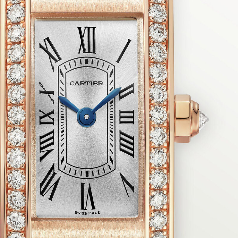 TANK AM??RICAINE WATCH MINI MODEL QUARTZ MOVEMENT ROSE GOLD DIAMONDS LEATHER CRWJTA0041 - Image 2