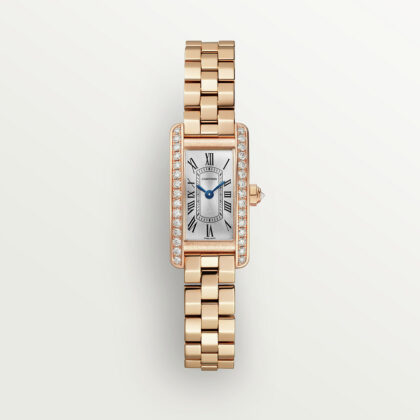 TANK AM??RICAINE WATCH MINI MODEL QUARTZ MOVEMENT ROSE GOLD DIAMONDS CRWJTA0043