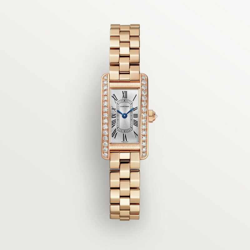 TANK AM??RICAINE WATCH MINI MODEL QUARTZ MOVEMENT ROSE GOLD DIAMONDS CRWJTA0043