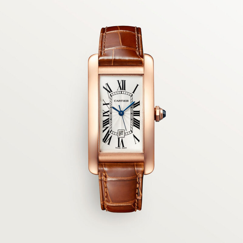 TANK AM??RICAINE WATCH MEDIUM MODEL ROSE GOLD LEATHER CRWGTA0046