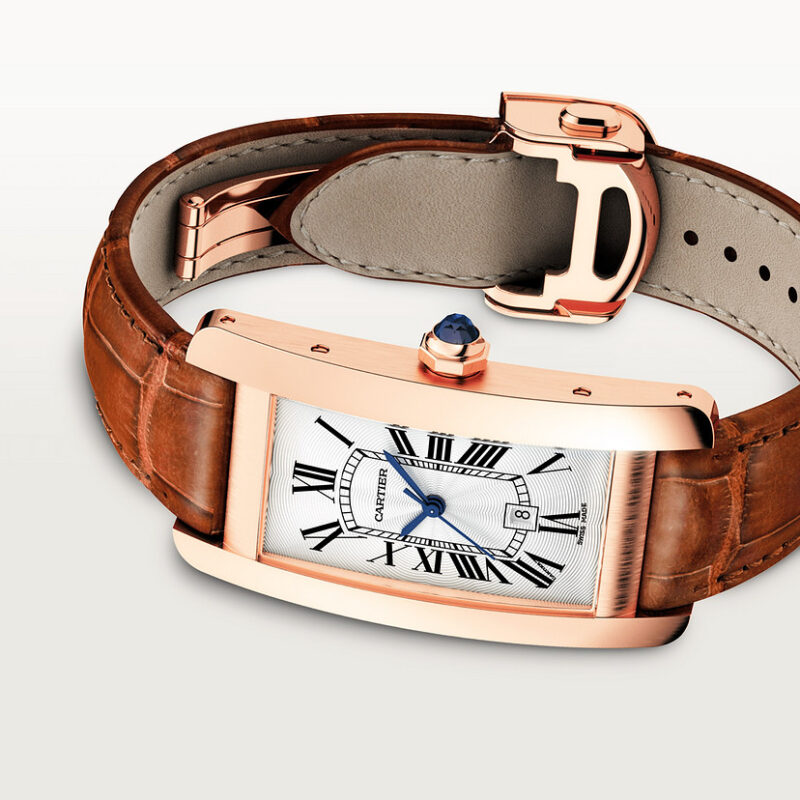 TANK AM??RICAINE WATCH MEDIUM MODEL ROSE GOLD LEATHER CRWGTA0046 - Image 4