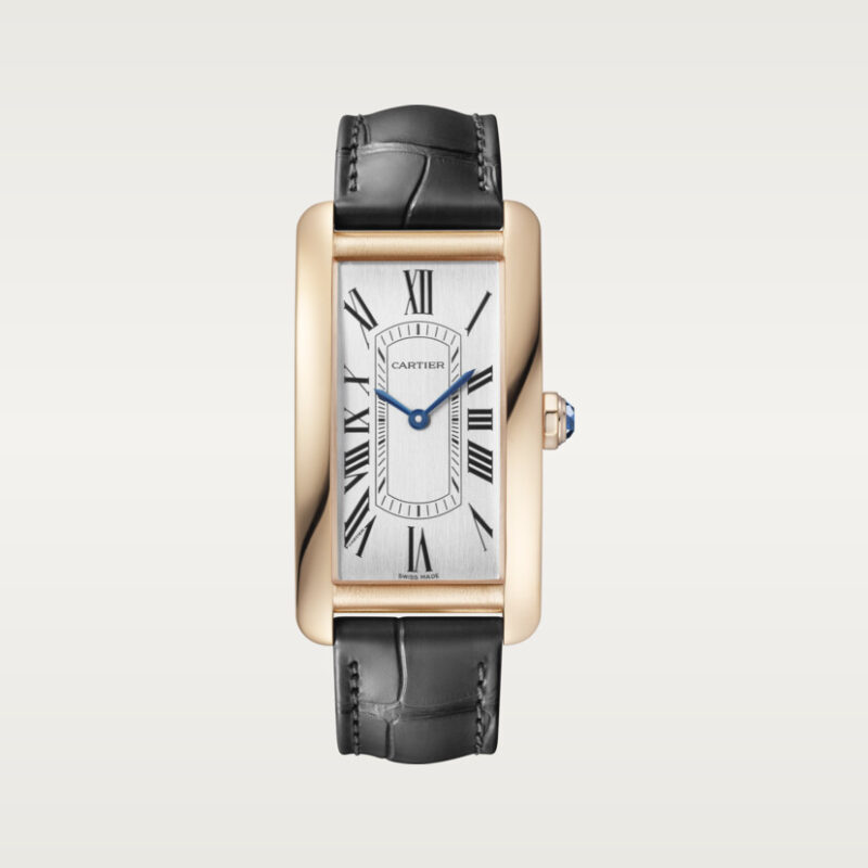 TANK AM??RICAINE WATCH LARGE MODEL ROSE GOLD LEATHER CRWGTA0134