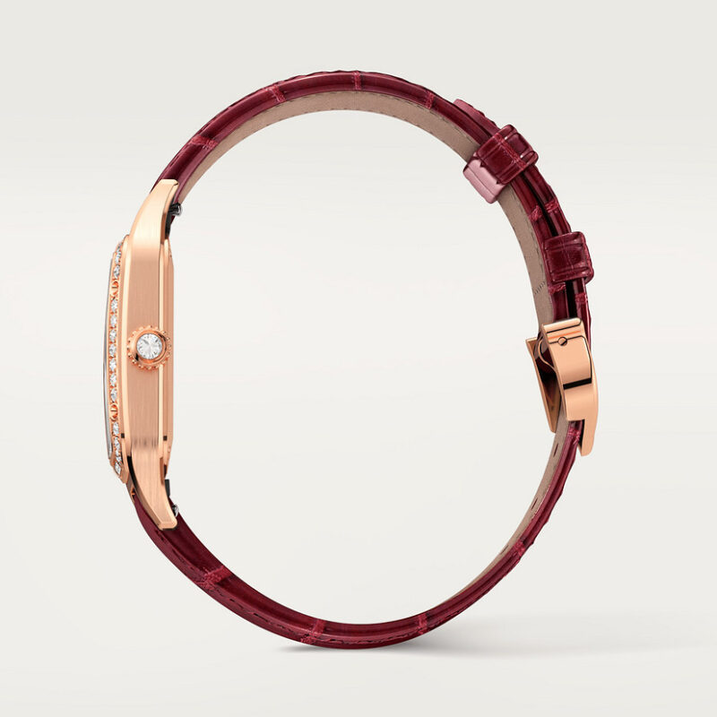 SANTOS-DUMONT WATCH SMALL MODEL QUARTZ MOVEMENT ROSE GOLD DIAMONDS LEATHER CRWJSA0017 - Image 3