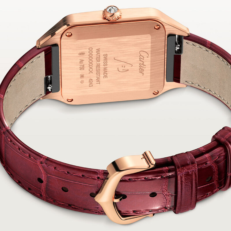 SANTOS-DUMONT WATCH SMALL MODEL QUARTZ MOVEMENT ROSE GOLD DIAMONDS LEATHER CRWJSA0017 - Image 4