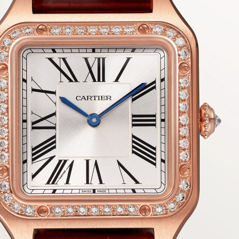 SANTOS-DUMONT WATCH SMALL MODEL QUARTZ MOVEMENT ROSE GOLD DIAMONDS LEATHER CRWJSA0017 - Image 5