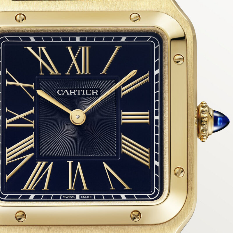 SANTOS-DUMONT WATCH LARGE MODEL QUARTZ MOVEMENT YELLOW GOLD LEATHER CRWGSA0077 - Image 2
