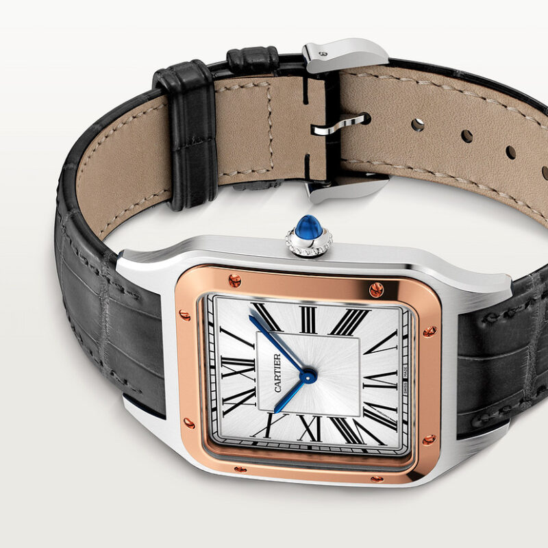 SANTOS-DUMONT WATCH EXTRA-LARGE MODEL ROSE GOLD STEEL LEATHER CRW2SA0017 - Image 4