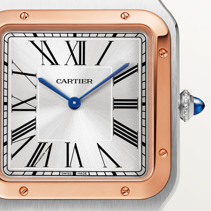 SANTOS-DUMONT WATCH EXTRA-LARGE MODEL ROSE GOLD STEEL LEATHER CRW2SA0017 - Image 6