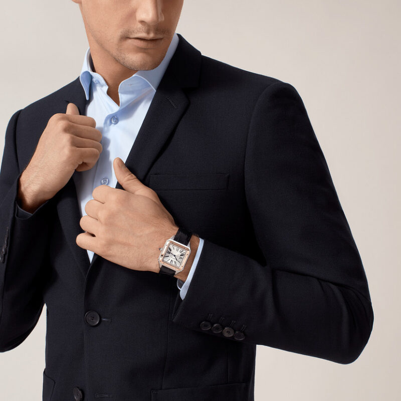 SANTOS-DUMONT WATCH EXTRA-LARGE MODEL ROSE GOLD STEEL LEATHER CRW2SA0017 - Image 7