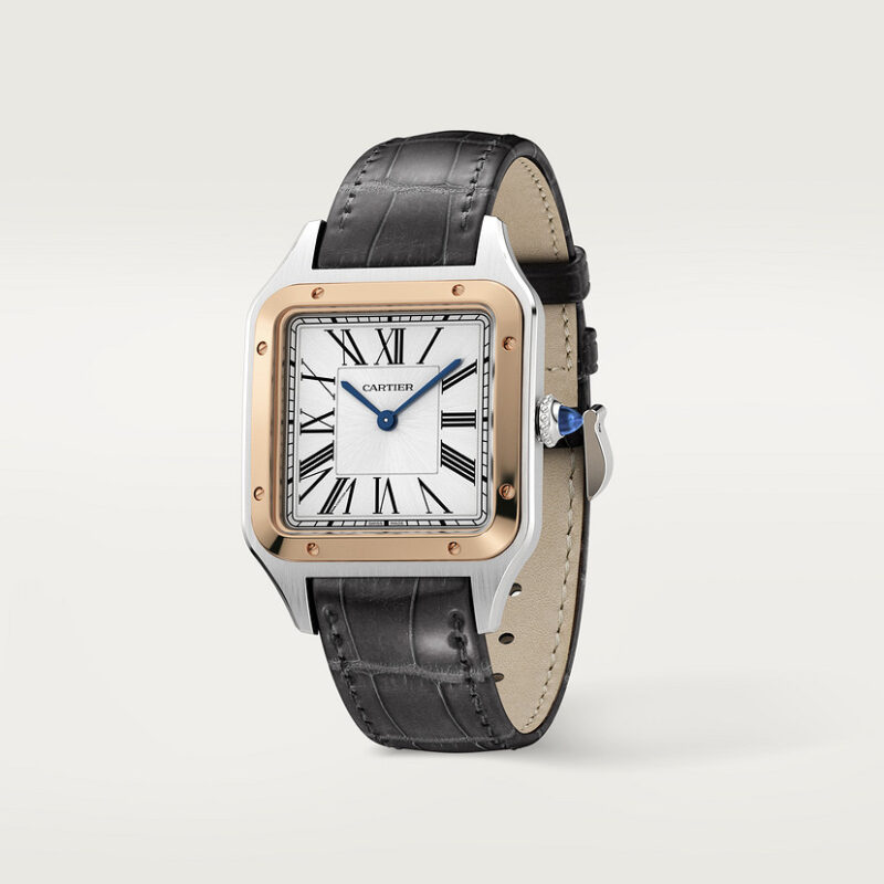 SANTOS-DUMONT WATCH LARGE MODEL QUARTZ MOVEMENT ROSE GOLD STEEL LEATHER CRW2SA0011 - Image 2