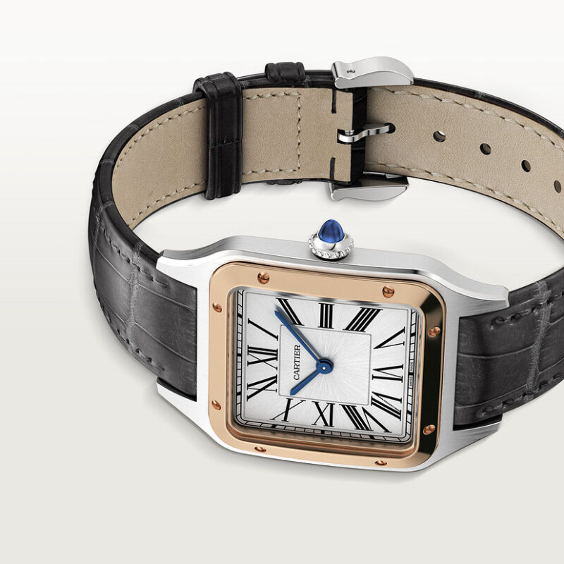 SANTOS-DUMONT WATCH LARGE MODEL QUARTZ MOVEMENT ROSE GOLD STEEL LEATHER CRW2SA0011 - Image 6