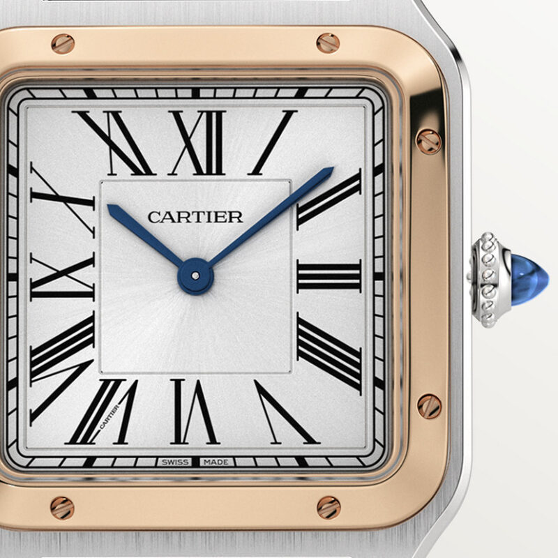 SANTOS-DUMONT WATCH LARGE MODEL QUARTZ MOVEMENT ROSE GOLD STEEL LEATHER CRW2SA0011 - Image 7