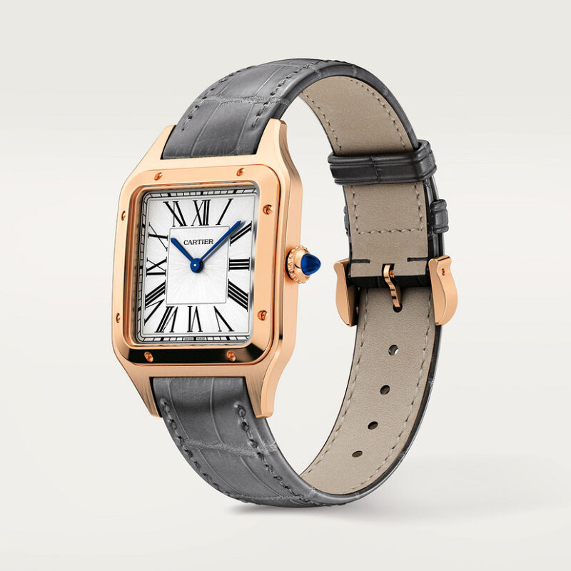 SANTOS-DUMONT WATCH LARGE MODEL QUARTZ MOVEMENT ROSE GOLD LEATHER CRWGSA0021 - Image 3