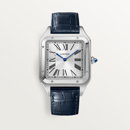 SANTOS-DUMONT WATCH EXTRA-LARGE MODEL STEEL LEATHER CRWSSA0032