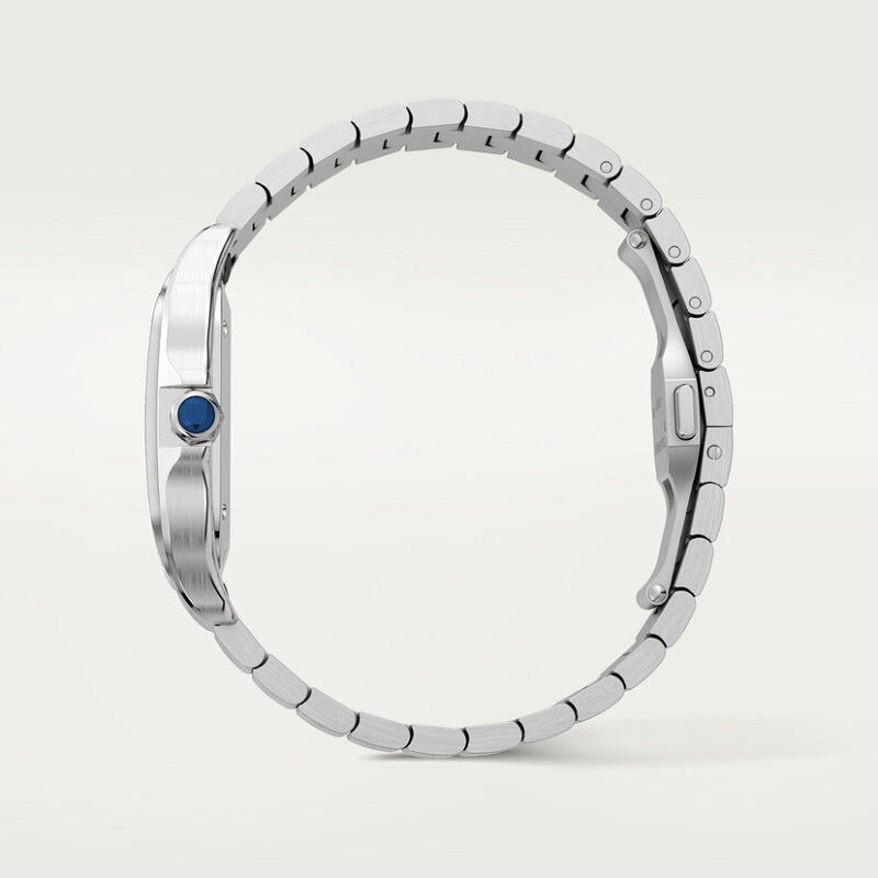 SANTOS DE CARTIER WATCH MEDIUM MODEL STEEL DIAMONDS BLUE DIAL CRW4SA0006 - Image 5