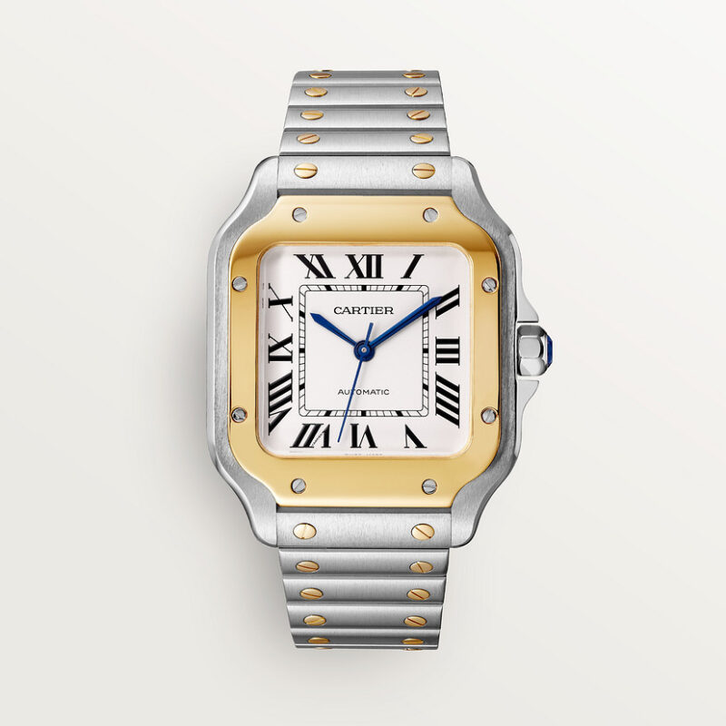 SANTOS DE CARTIER WATCH MEDIUM MODEL YELLOW GOLD STEEL CRW2SA0016
