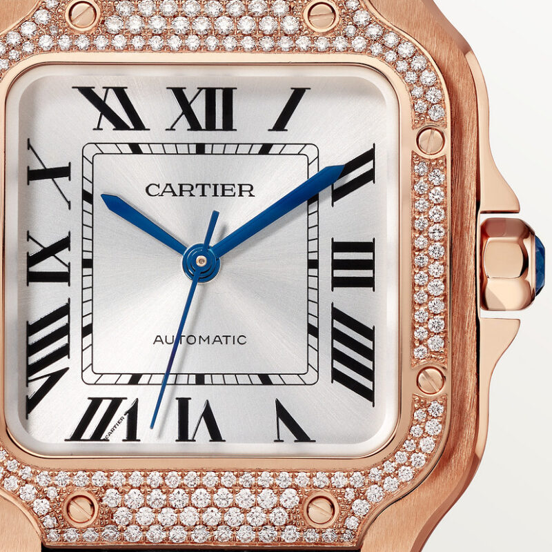SANTOS DE CARTIER WATCH MEDIUM MODEL ROSE GOLD DIAMONDS CRWJSA0012 - Image 7