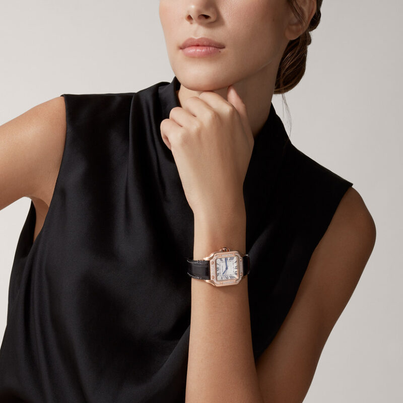 SANTOS DE CARTIER WATCH MEDIUM MODEL ROSE GOLD DIAMONDS CRWJSA0012 - Image 9