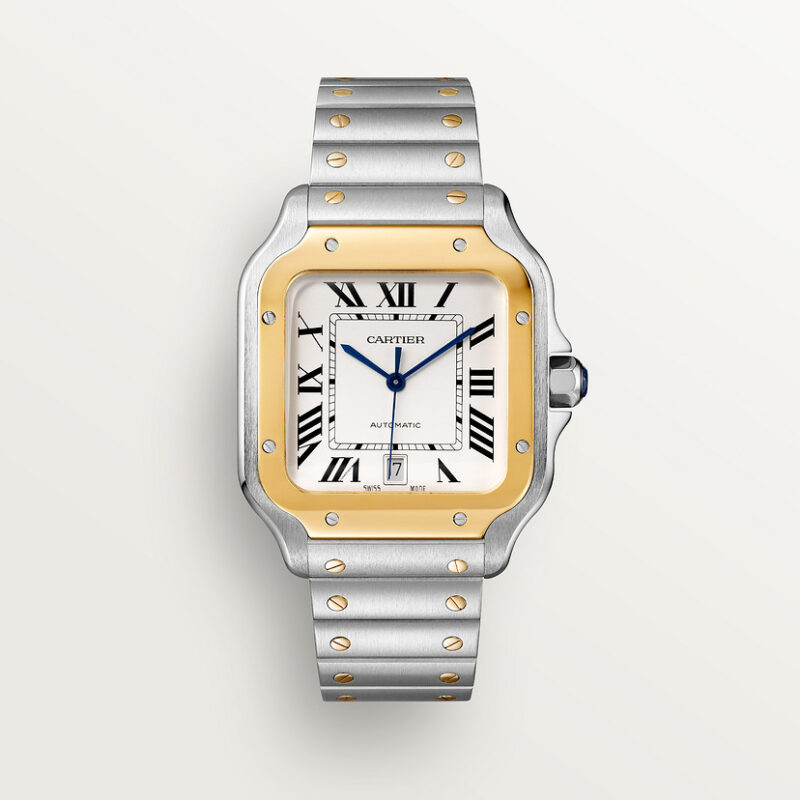 SANTOS DE CARTIER WATCH LARGE MODEL YELLOW GOLD STEEL CRW2SA0009 - Image 2