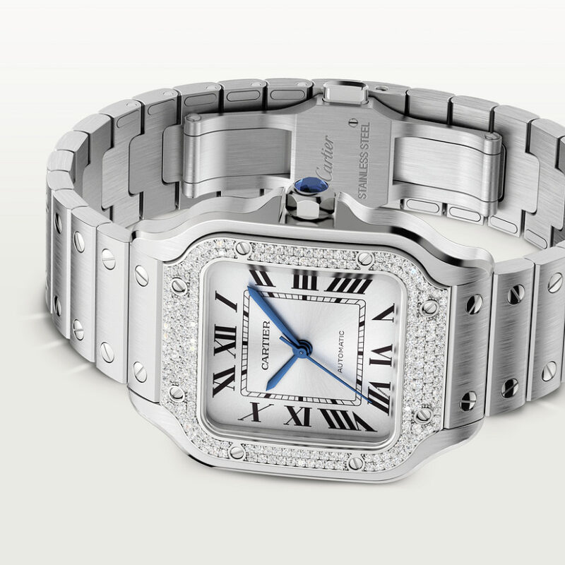 SANTOS DE CARTIER WATCH MEDIUM MODEL AUTOMATIC STEEL DIAMONDS CRW4SA0005 - Image 5