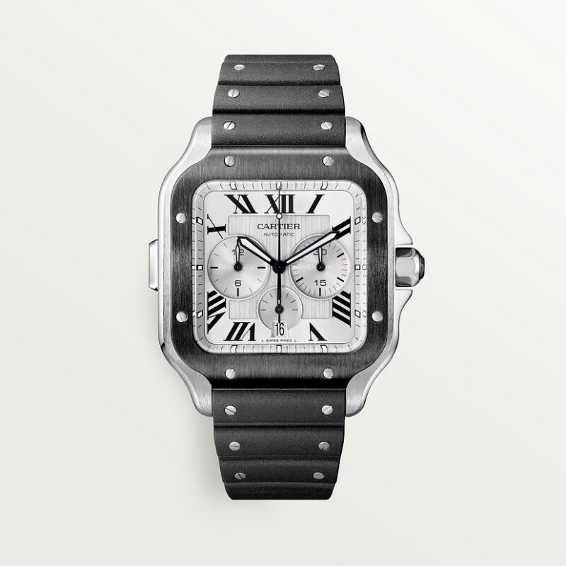 SANTOS DE CARTIER CHRONOGRAPH WATCH EXTRA-LARGE MODEL STEEL ADLC CRWSSA0017