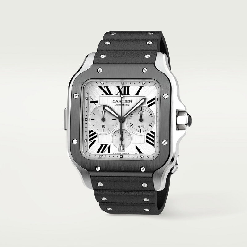 SANTOS DE CARTIER CHRONOGRAPH WATCH EXTRA-LARGE MODEL STEEL ADLC CRWSSA0017 - Image 2