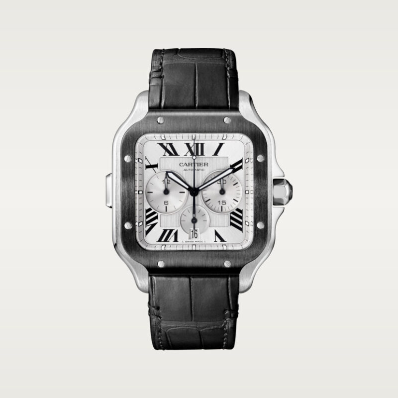 SANTOS DE CARTIER CHRONOGRAPH WATCH EXTRA-LARGE MODEL STEEL ADLC CRWSSA0017 - Image 8