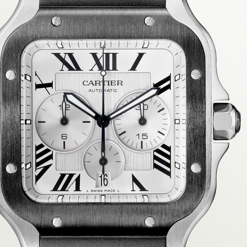 SANTOS DE CARTIER CHRONOGRAPH WATCH EXTRA-LARGE MODEL STEEL ADLC CRWSSA0017 - Image 9